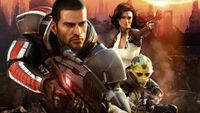 Commander Shepard and members of the Normandy crew in Mass Effect 2
